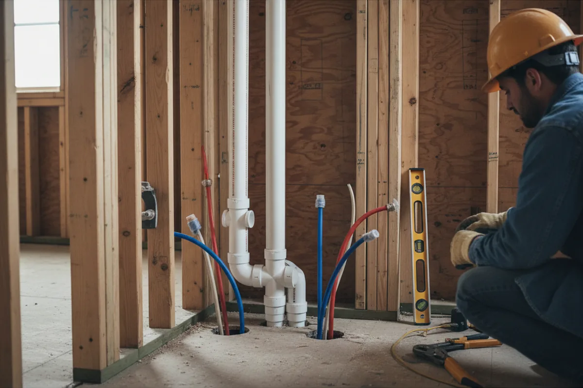 Drain and supply rough-in during Sump Pump Repair in Mattapoisett